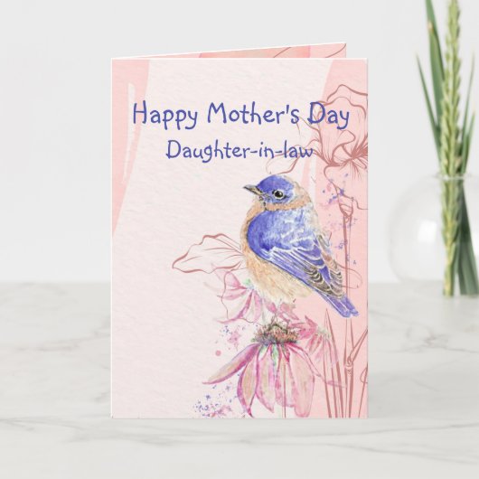 Moederdag schoondochter Bluebird Garden Bird Kaart (Voorkant)