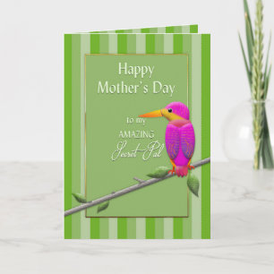 Moederdag, Secret Pal, Tropische Vogelmond Fushsia Kaart