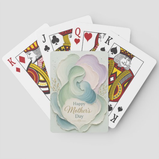 Moederdag Silhouet Moeder Kind Omhelzing Pokerkaarten (Achterkant)
