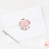 Moederdag Simple Floral Pink Heart Personal Ronde Sticker (Envelop)