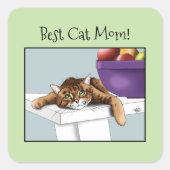 Moederdag Sinaasappel Tabby Cat Vierkante Sticker (Voorkant)