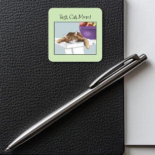 Moederdag Sinaasappel Tabby Cat Vierkante Sticker