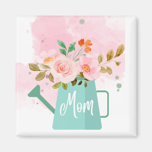 Moederdag Sleutelhanger met watering en bloemen Magneet