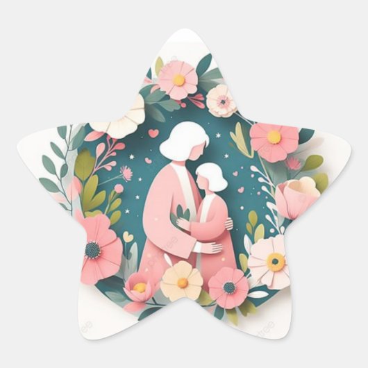 Moederdag Ster Sticker (Voorkant)
