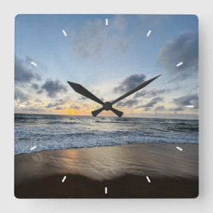 Moederdag strand zonsondergang gepersonaliseerd ku vierkante klok