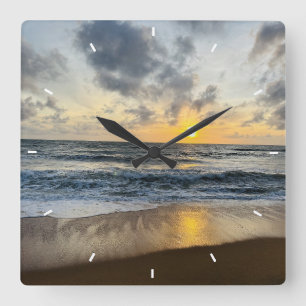Moederdag strand zonsondergang gepersonaliseerd ku vierkante klok