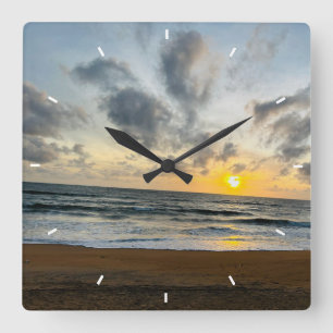 Moederdag strand zonsondergang gepersonaliseerd ku vierkante klok