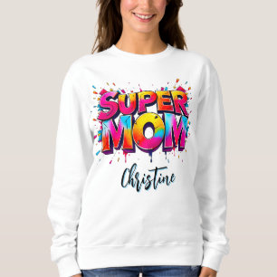 Moederdag Super Moeder Graffiti Typografie Trui