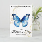 Moederdag Sympathy Card - Blauwe Vlinder (Staand voorkant)