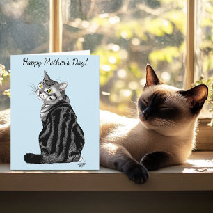 Moederdag Tabby Cat Kaart