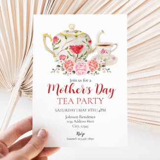 Moederdag Tea Party Invitation Kaart