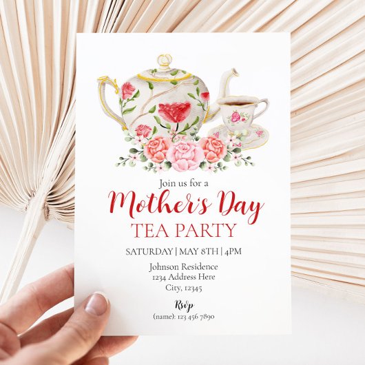Moederdag Tea Party Invitation Kaart