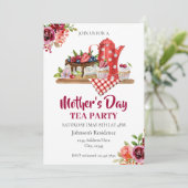 Moederdag Tea Party Invitation Kaart (Staand voorkant)