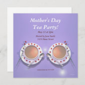Moederdag Tea Party Kaart (Voorkant / Achterkant)