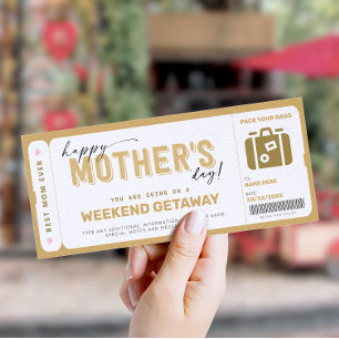 Moederdag Ticket Weekend Getaway Voucher Kaart