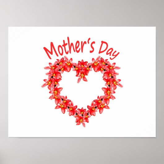 Moederdag - Tulp Hart - Illustratie |  Poster (Voorkant)