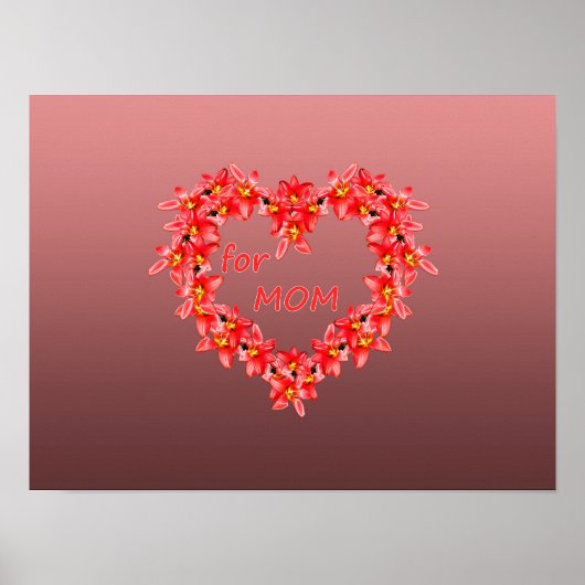 Moederdag - Tulp Hart voor MOEDER - Roos | Poster (Voorkant)