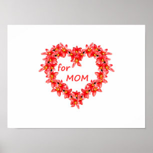 Moederdag - Tulp Hart voor MOM - Illustratie  Poster