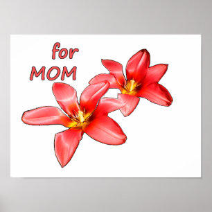 Moederdag - Tulpen voor mama - Illustratie    Poster
