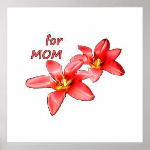 Moederdag - Tulpen voor mama - Illustratie Poster