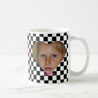 Moederdag Twee foto namen geruit zwart wit Koffiemok