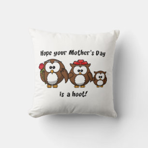 Moederdag Uil Familie Hoot Cartoon Illustratie Kussen