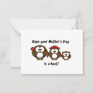 Moederdag Uil Familie Hoot Cartoon Illustratie Notitiekaartje