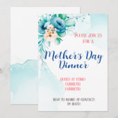 Moederdag uitnodigingskaart, bewerkbare sjabloon kaart (Voorkant / Achterkant)