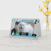 Moederdag van de Dog-foto in Turquoise Blue Kaart (Gele Bloem)