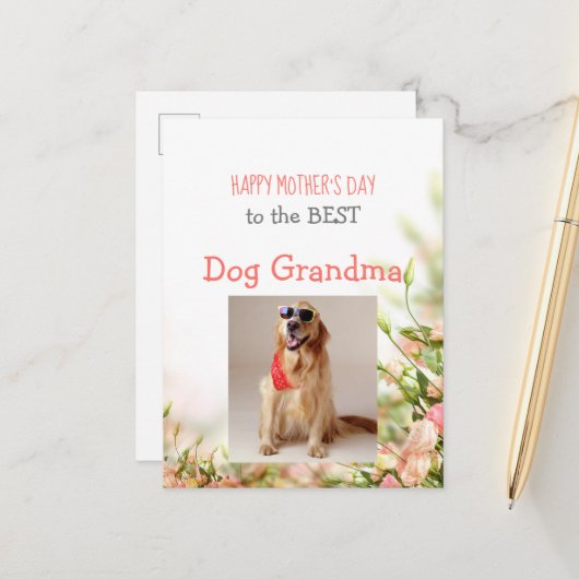 Moederdag van Dog naar Dog Grandma Aankondigingskaart (Voorkant / Achterkant in situ)