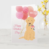 Moederdag van Goldendoodle Dog Kaart (Gele Bloem)