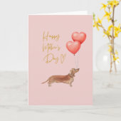 Moederdag van hond - Dachshund Moeder Kaart (Gele Bloem)