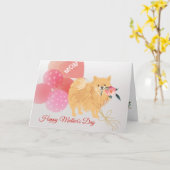 Moederdag van je Pommeraanse hond Kaart (Gele Bloem)