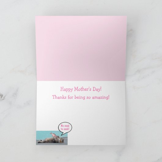 Moederdag van katten, vis en botervliegen feestdagen kaart (Binnen)