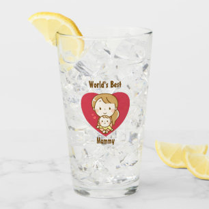 Moederdag van moeder en kind met een schattige kaw glas