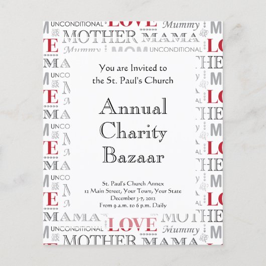 Moederdag van moederliefde of geboortedag Flyer (Achterkant)