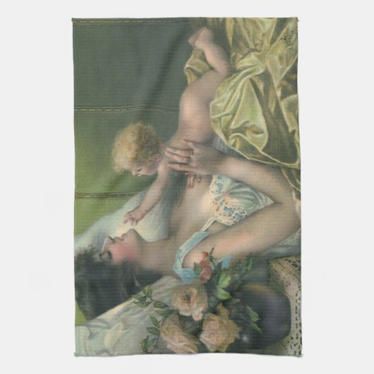  Moederdag, Victoriaans moeder met Baby Theedoek (Verticaal)