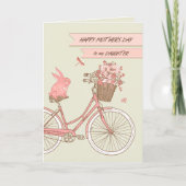 Moederdag voor de fiets Daughter Retro met bloemen Kaart (Voorkant)