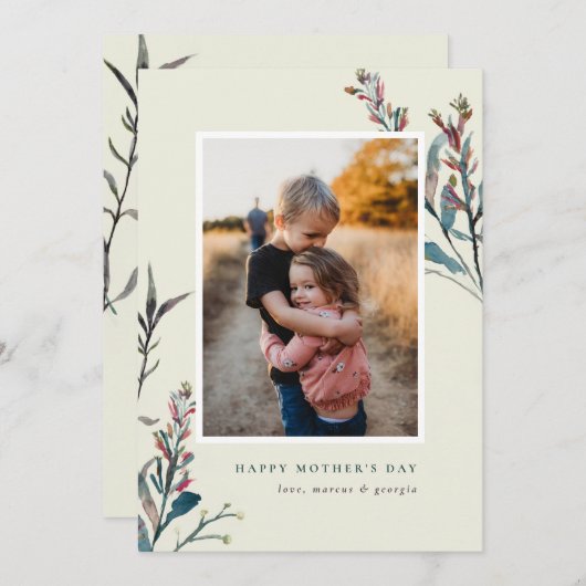 Moederdag voor geperste wilde bloemen kaart (Voorkant / Achterkant)