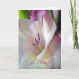 Moederdag voor Mimi, Roze Gladiolus Bloem Kaart