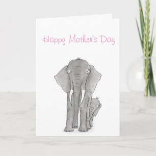 Moederdag voor moeder en baby olifant kaart