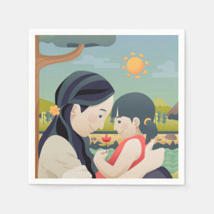 Moederdag voor moeder en kind Napkin Servet