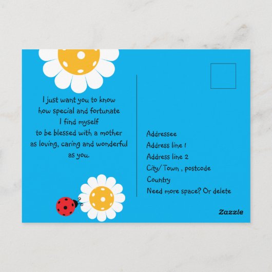 Moederdag voor Pickleball Mam, aangepaste kleur Briefkaart (Achterkant)