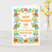 Moederdag voor schoonzus Bloemengrens Kaart (Gele Bloem)