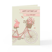 Moederdag voor Stap Mama Retro Fiets w/Flowers