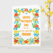 Moederdag Voor Vriend met Bloemengrens Kaart (Gele Bloem)