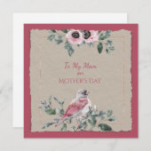 Moederdag Waterverf Flowers en Bird (Voorkant / Achterkant)