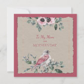 Moederdag Waterverf Flowers en Bird (Voorkant)