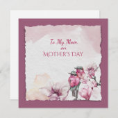 Moederdag Waterverf Flowers en Bird (Voorkant / Achterkant)