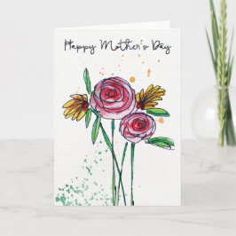 Moederdag Waterverf Flowers Wenskaart Kaart